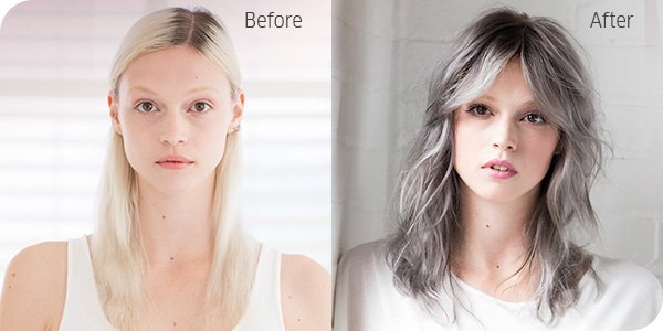 grey hair before and after